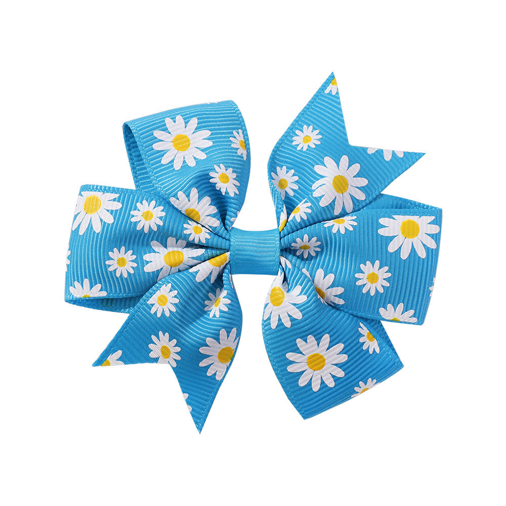 Children's Daisy Sunflower Bow Hair Clip - 20 Color Options