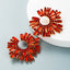 Retro European Alloy Inlaid Colorful Rhinestone Sunflower Earrings for Women