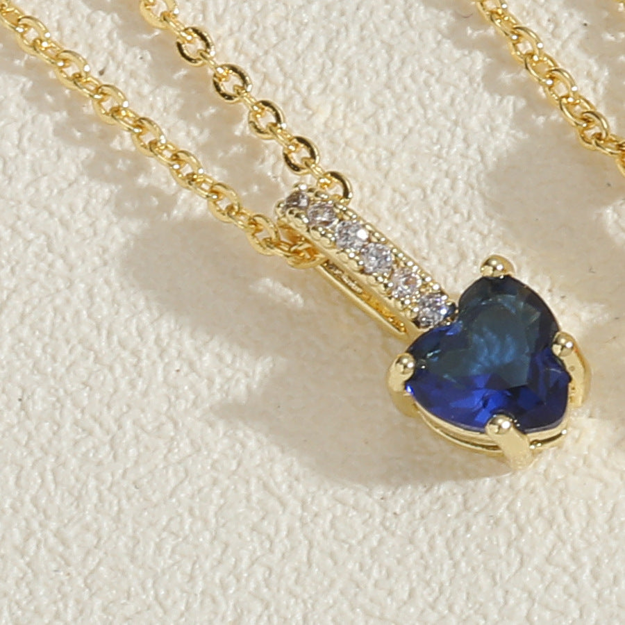 Vintage Heart-Shaped Zircon Pendant Necklace 14K Gold Plated Minimalist Design Choker Chain Jewelry