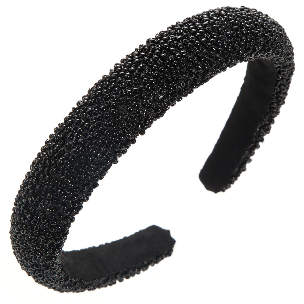 Women's Elegant Irregular Beaded Hair Band with Colorful Sponge Inlay Beads