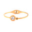 Classic Roman Numeral Gold Plated Titanium Steel Bangle with Rhinestones and White Shell Accent