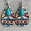 Retro Water Droplets Alloy Wood Inlay Turquoise Women'S Drop Earrings 1 Pair