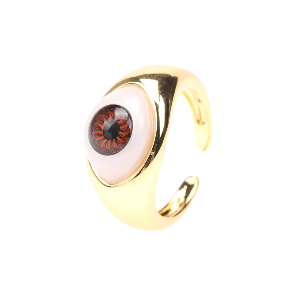 Fashion New Devil's Eye Resin Adjustable Copper Ring