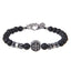 Retro Cross Stainless Steel & Obsidian Beaded Men's Bracelet