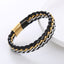 Geometric Stainless Steel Double Chain Braided Leather Men's Bracelet
