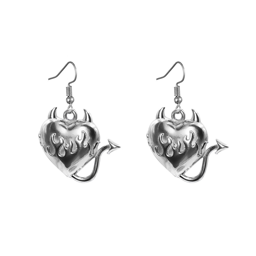 New Personality Dark Retro Style Heart-shaped Rose Skull Butterfly Earrings