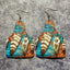 Retro Bohemian PU Leather Cross Water Drop Earrings