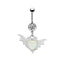 Cute Star and Heart Belly Ring with Wings - Stainless Steel and Rhinestone Design