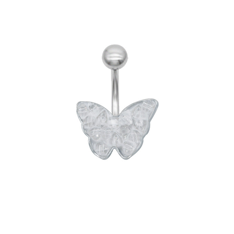 1 Piece Belly Rings Simple Style Classic Style Butterfly 316 Stainless Steel  Alloy Plating White Gold Plated