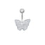 1 Piece Belly Rings Simple Style Classic Style Butterfly 316 Stainless Steel  Alloy Plating White Gold Plated