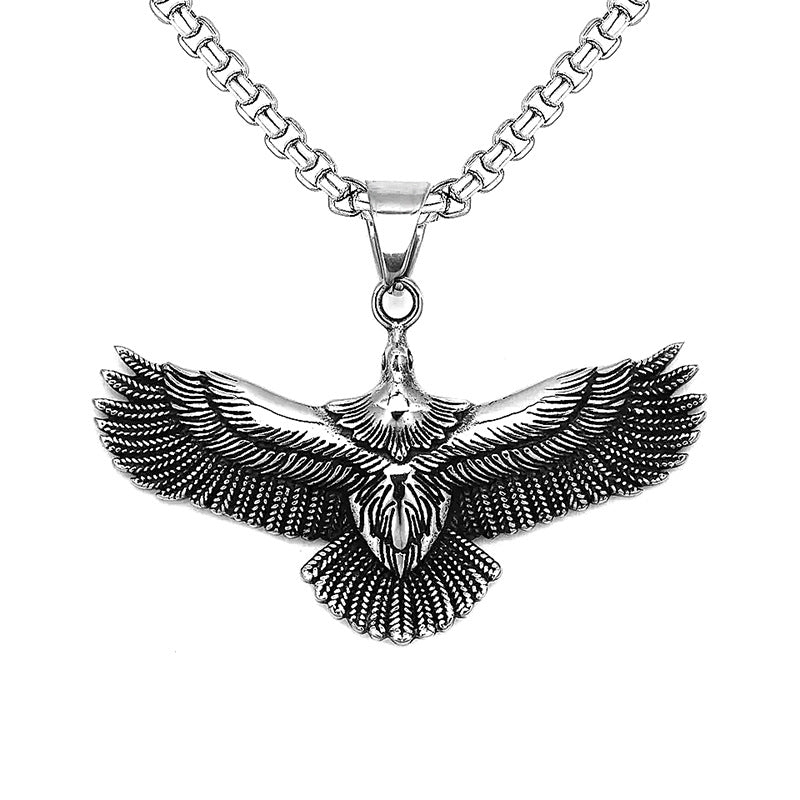 Hip-Hop Retro Eagle Stainless Steel Men's Pendant Necklace - Gold Plated Fashion Jewelry