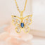 Copper Inlay Butterfly Pendant Necklace with Colorful Marquise Zirconia