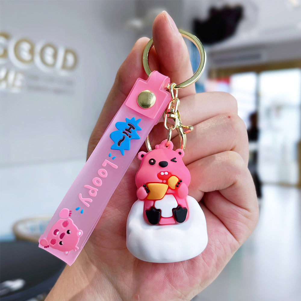 Cartoon Fruit Doll PVC Keychain Accessory