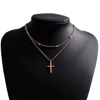 Basic Modern Style Classic Style Geometric Cross Alloy Wholesale Double Layer Necklaces