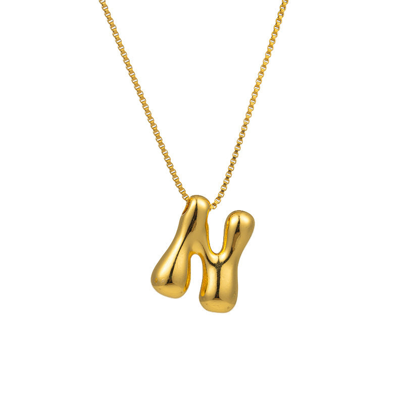 304 Stainless Steel Gold Plated Bubble Letter Necklace