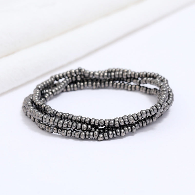 Wholesale Multi-Layer Geometric Seed Bead Plated Waist Chain