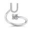 Fashion Adjustable Silver Zircon Letter Ring