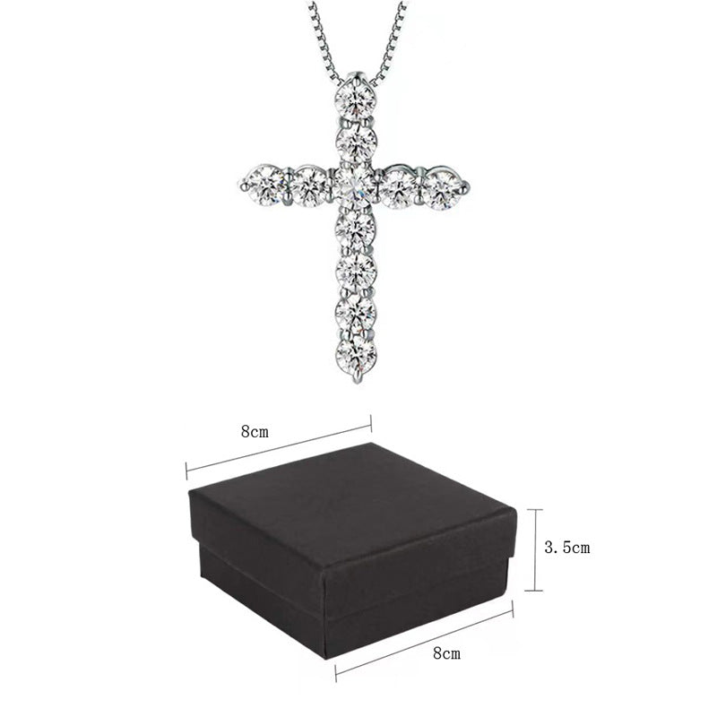 Streetwear Cross Copper Zircon Pendant Necklace for Men and Women