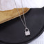 European American 18k Gold Titanium Steel Lock Pendant Necklace