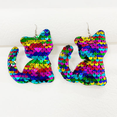 1 Pair Gradient Mermaid Tail Cat Drop Earrings - Reflective Resin Statement Jewelry