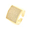 Shiny Square Zircon Gold Plated Wide Band Open Ring