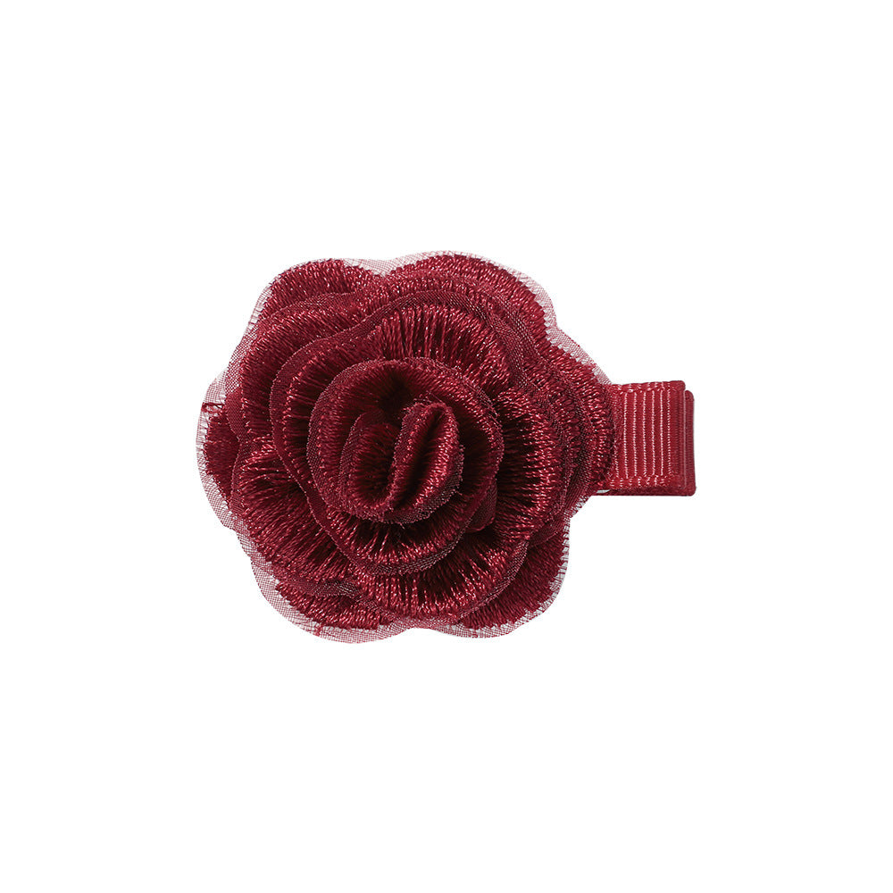 Kids' Floral Bow Knot Hair Clip - Camellia Rose Handmade Fabric Design