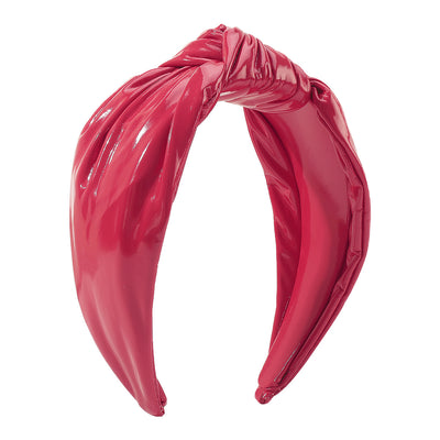 Vintage Solid Color PU Leather Knotted Headband