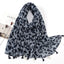 Women's Vintage Bohemian Floral Cotton Linen Print Scarf with Tassels