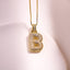 Vintage 18k Gold Plated Zircon Initial Pendant Necklace