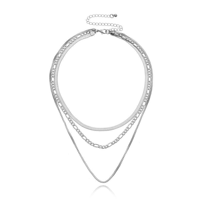 Hip-Hop Simple Style Geometric Alloy Women's Three Layer Necklace