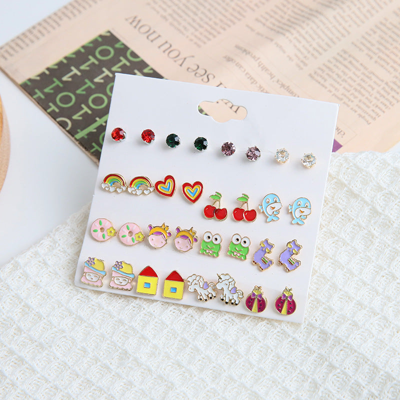 1 Set Cute Colorful Flower Resin Ear Studs - 20 Pairs Earrings Set