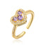 Elegant Heart-Shaped Gold Plated Zircon Open Ring