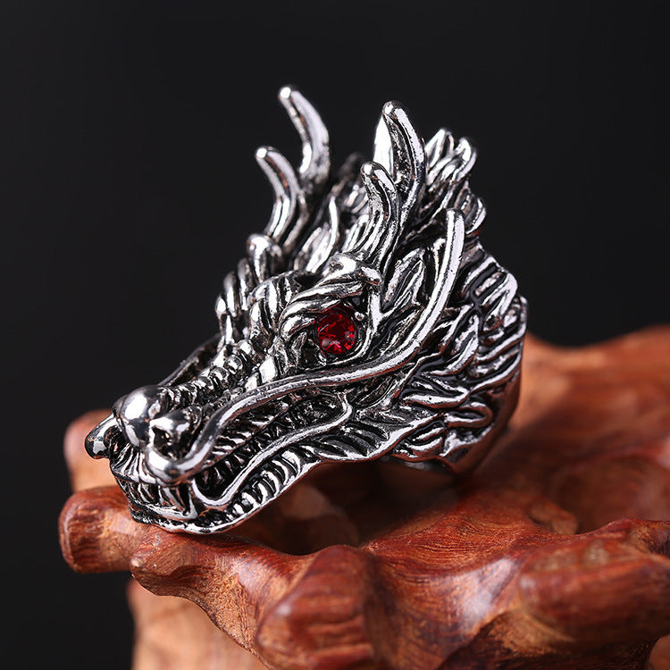 Retro Punk Cross Eagle Dragon Alloy Plating Men'S Open Ring