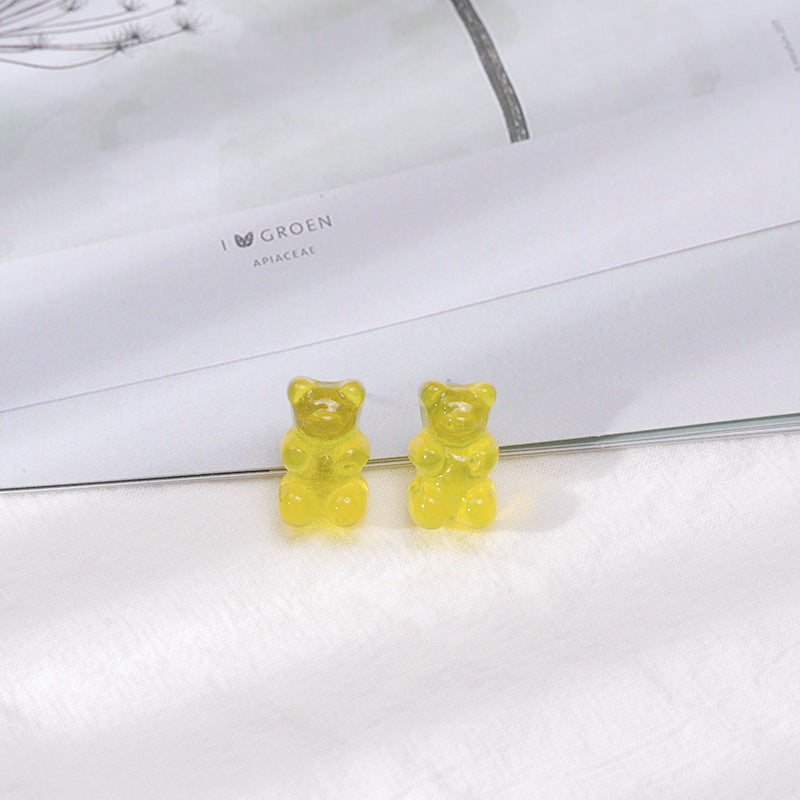 1 Pair Cartoon Style Bear Plastic Resin Women's Rings Earrings