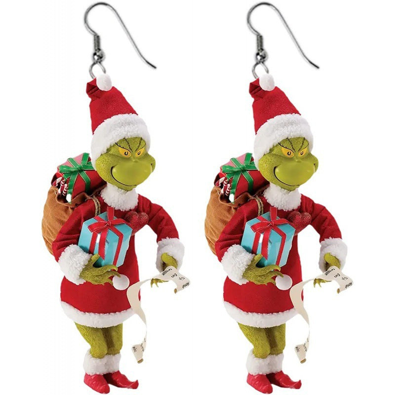 Cartoon Character Grinch Christmas Acrylic Drop Earrings