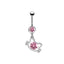 Elegant Cute Cat & Rabbit Zircon Navel Ring - Stainless Steel & Gold Plated Piercing Jewelry