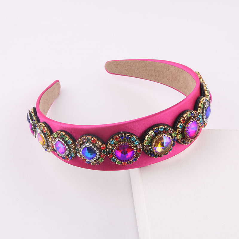 Baroque Rhinestone Wide Brim Headband for Women