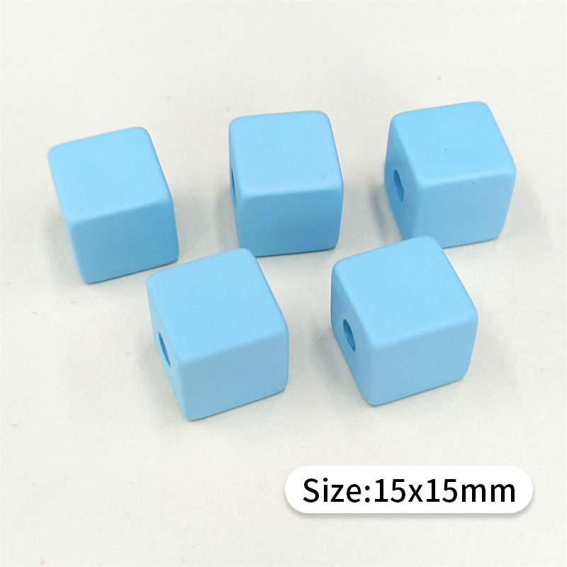 Geometric Color Square Resin Ring & Acrylic Cube Beads DIY Jewelry Accessories