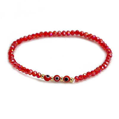 Simple Evil Eye Crystal Beaded Unisex Bracelet