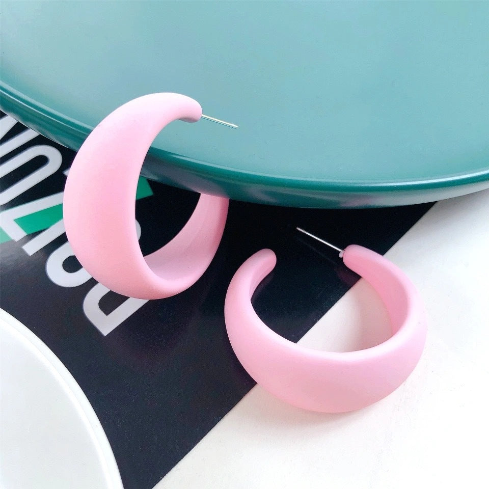 Simple New Candy Color Fluorescent C-shaped Earring