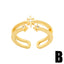 Simple Star and Moon Gold Plated Zircon Open Ring