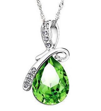 Angel Tear Crystal Pendant Necklace - Women's Alloy Plated Jewelry