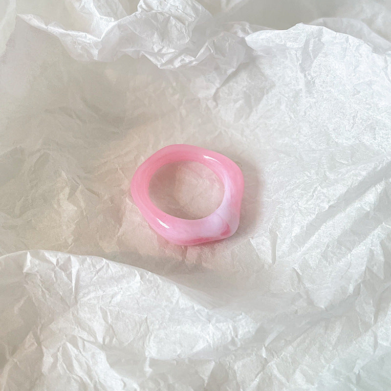 Minimalist Geometric Resin Candy Color Women's Ring