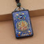 Ethnic Square Alloy Wood Pendant Necklace with Nepalese Thangka Design