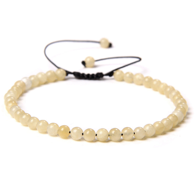 Natural Stone Beaded Bracelet with 4mm Agate Gemstone Beads