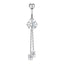 1 Piece Heart & Butterfly Zircon Inlay Stainless Steel Belly Ring Set