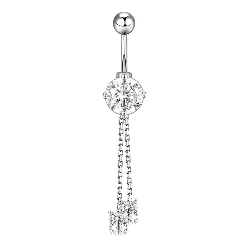 1 Piece Heart & Butterfly Zircon Inlay Stainless Steel Belly Ring Set