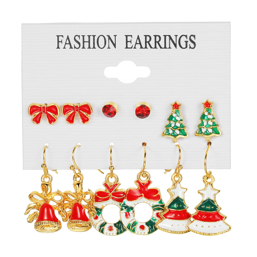 Christmas Tree Santa Claus Snowman Alloy Women's Earrings Set