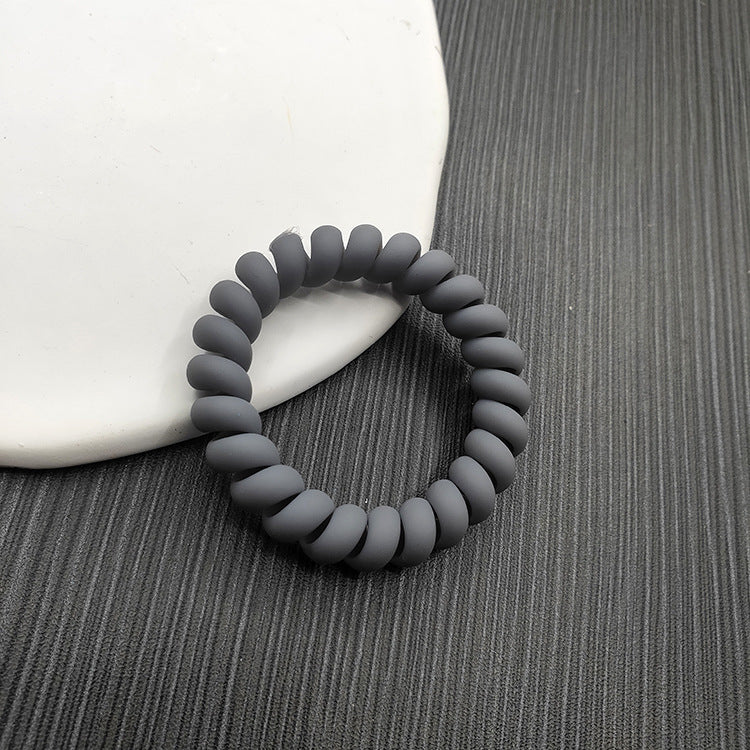 Simple Solid Color Rubber Hair Tie & Frosted Traceless Head Rope Set