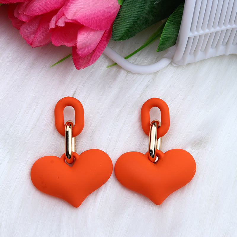 1 Pair Ig Style Heart Shape Spray Paint Arylic Drop Earrings